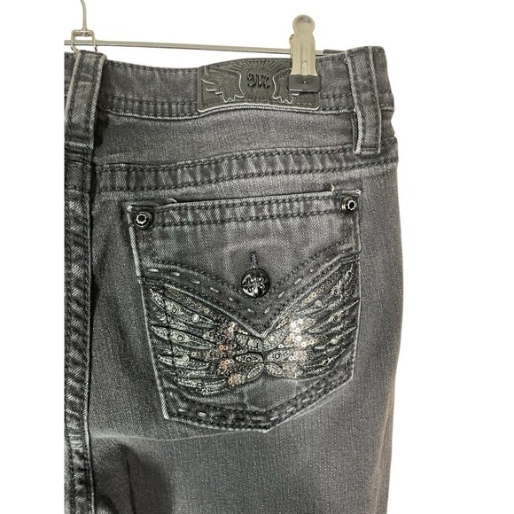 Miss Me Jeans Women's Size 31 Mid Rise Boot Cut Dark Wash Sequins Jewels - Picture 12 of 16